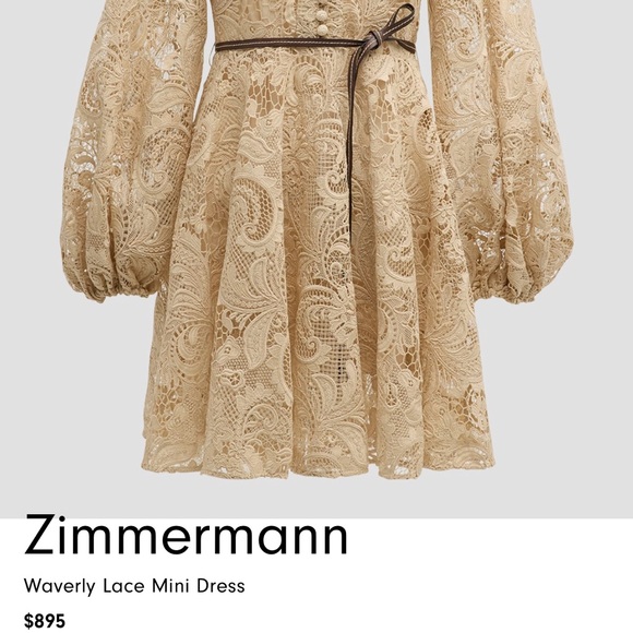 Zimmermann Waverly Lace Mini Dress Size 3 - Picture 2 of 5